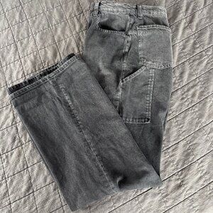 Free People Tinsley High-Rise Straight Leg Carpenter Jeans Size 30 Black/Gray